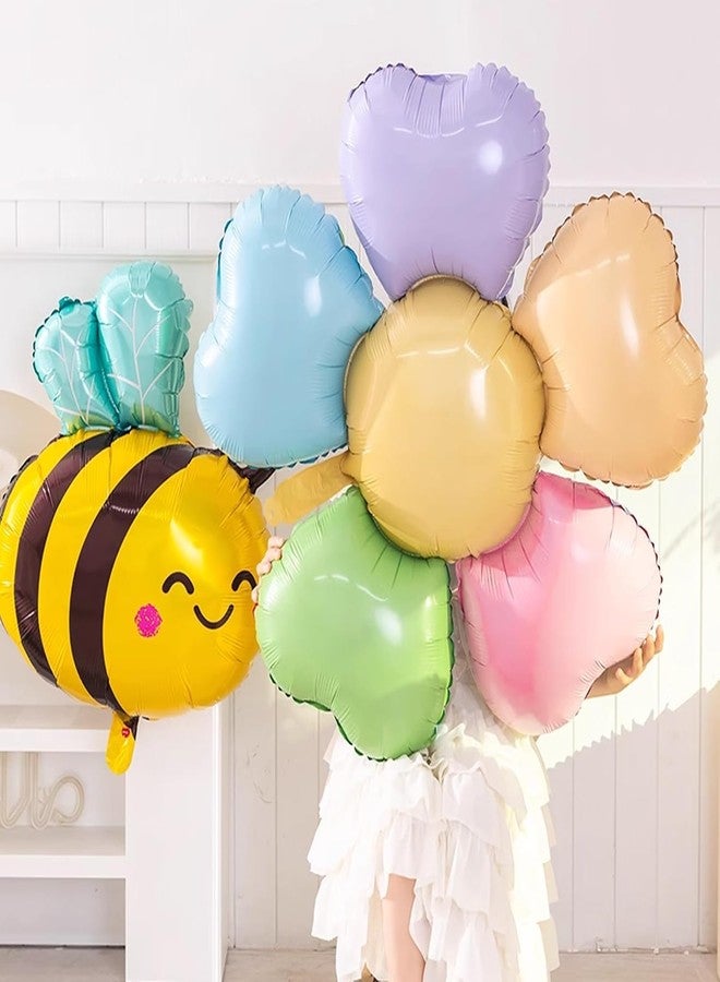 Atpata Funky Bee Theme Happy Birthday Foil Balloons - Bee Theme Party Decorations Set with 32x26 Inch Bee Balloon, 20x16 Inch Flower Balloons, 18 Inch Round Happy Birthday Balloons (5 pcs) - Image 4